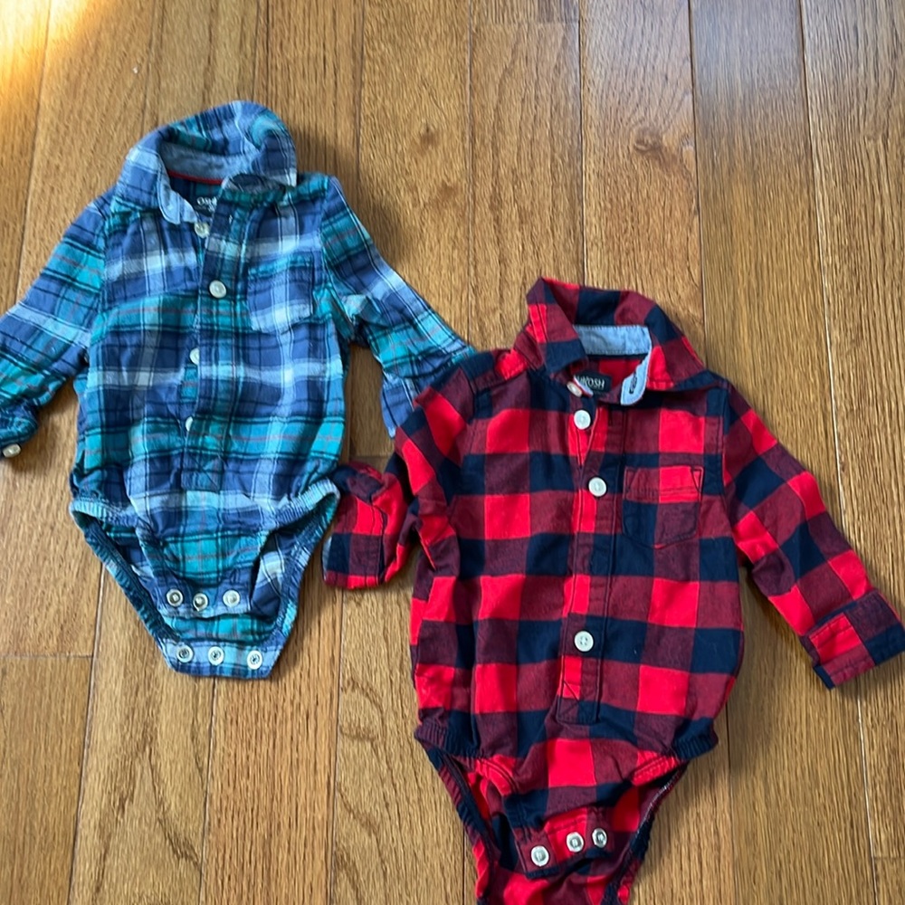 Plaid winter baby onesies